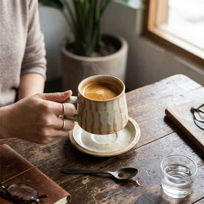 Coarse Pottery 3-Piece Coffee Cup Set