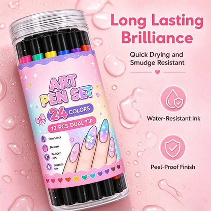 💅 LIMITED‑TIME 50% OFF! 💥 24 Colors Dual Ended  Art Pens Set – Creative, Salon‑Quality, Easy DIY ✨