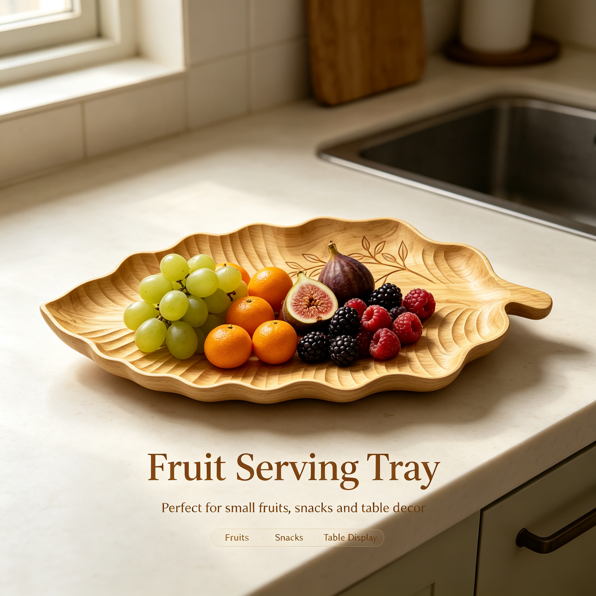 Creative Leaf-Shaped Wooden Serving Tray