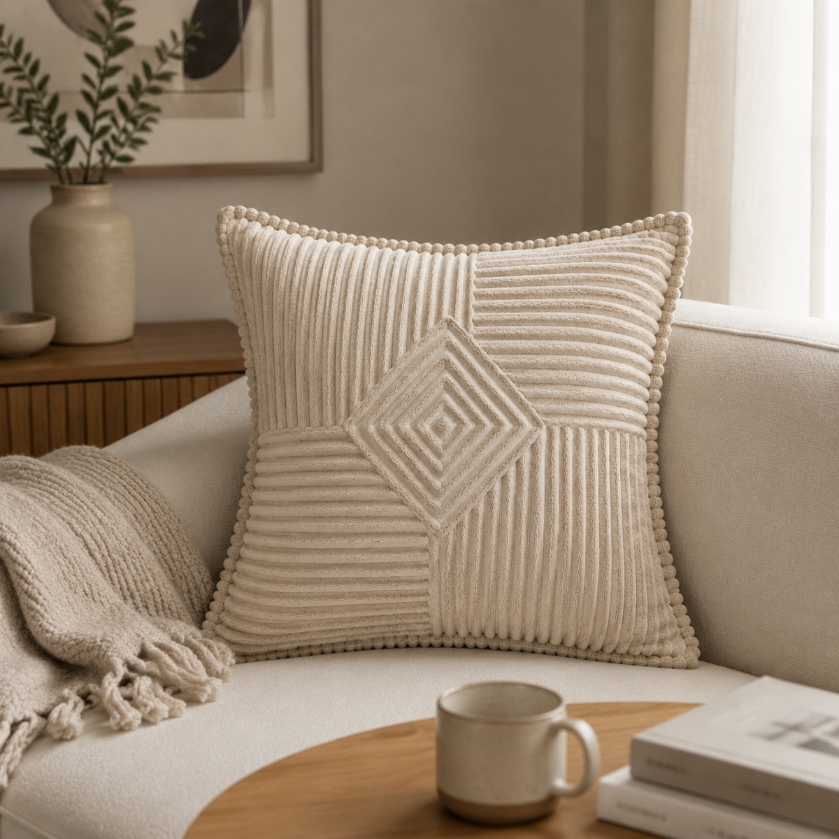 Corduroy Striped Cushion Cover