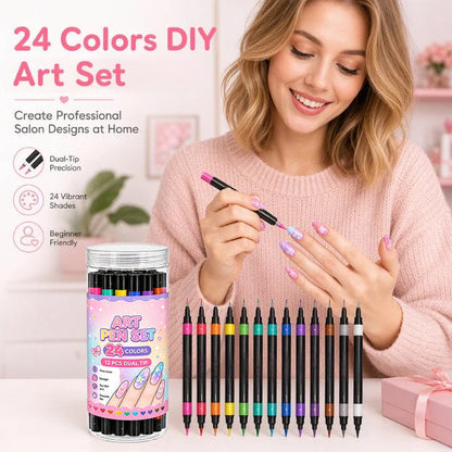 💅 LIMITED‑TIME 50% OFF! 💥 24 Colors Dual Ended  Art Pens Set – Creative, Salon‑Quality, Easy DIY ✨