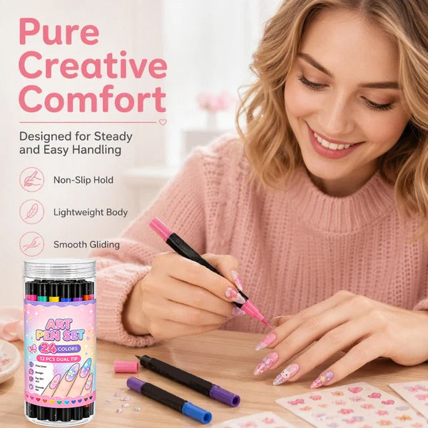 💅 LIMITED‑TIME 50% OFF! 💥 24 Colors Dual Ended  Art Pens Set – Creative, Salon‑Quality, Easy DIY ✨