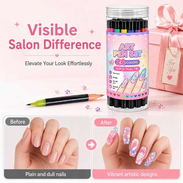 💅 LIMITED‑TIME 50% OFF! 💥 24 Colors Dual Ended  Art Pens Set – Creative, Salon‑Quality, Easy DIY ✨